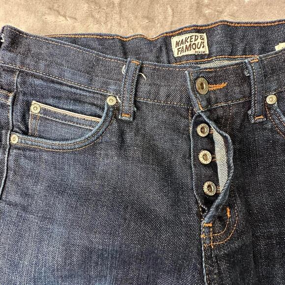 Naked & Famous Dark Blue Button-Fly “Super Skinny Guy”Selvedge Denim Jeans 31 - Picture 6 of 8